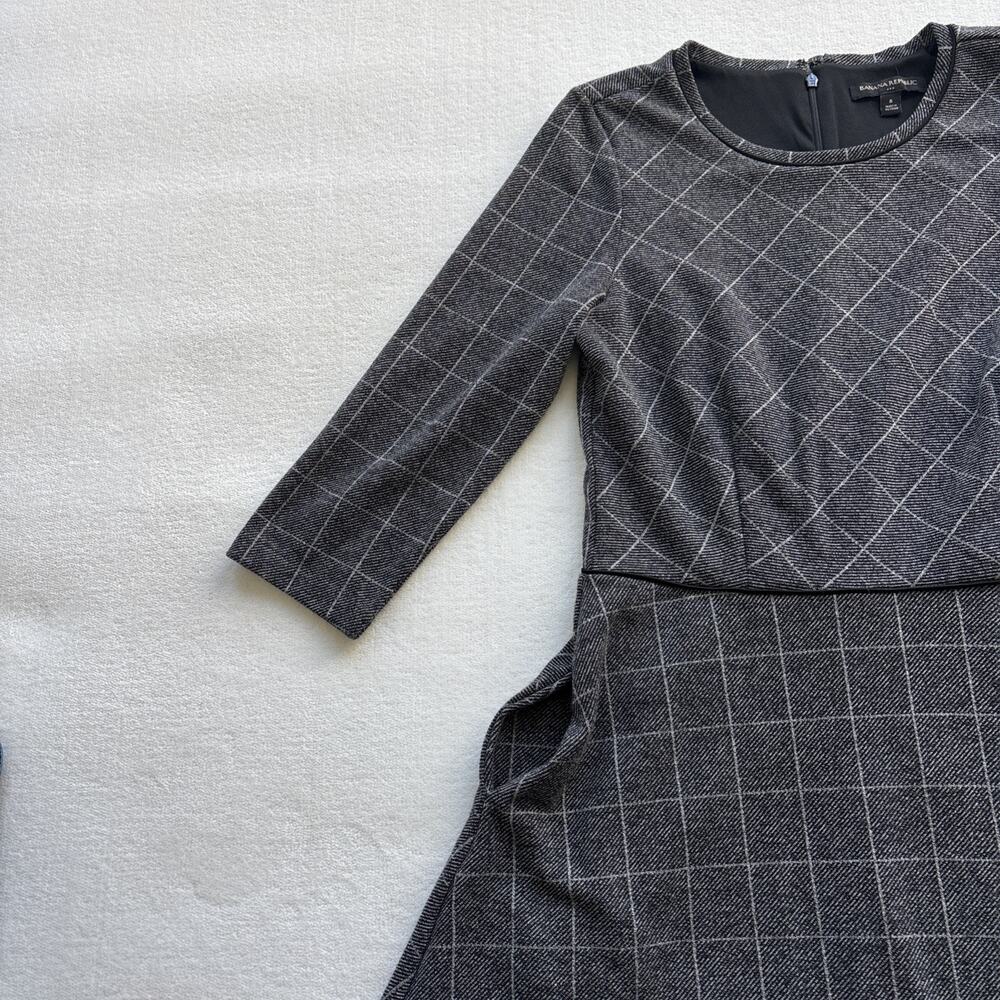 Banana Republic Womens‎ Sweater Plaid Dress Gray Size 8 ALine Winter 3/4 Sleeves - Picture 3 of 9